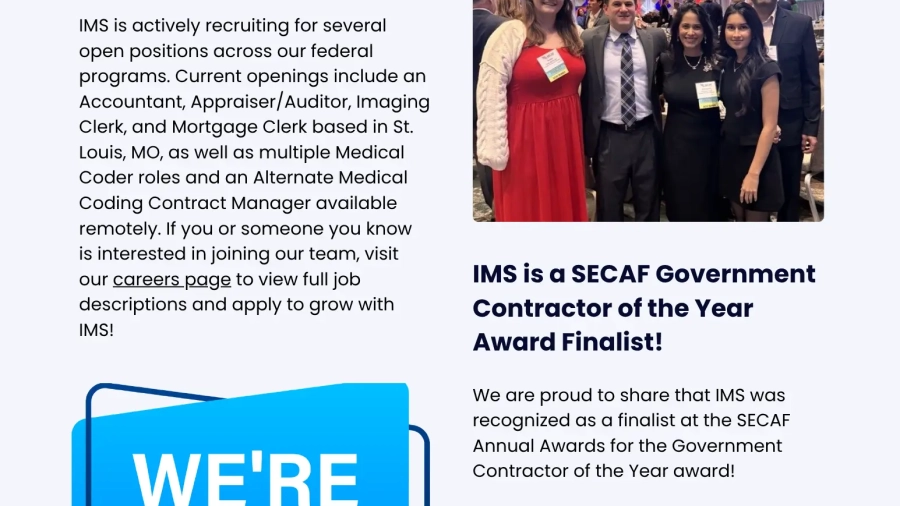 A preview page of the first page of the IMS Newsletter