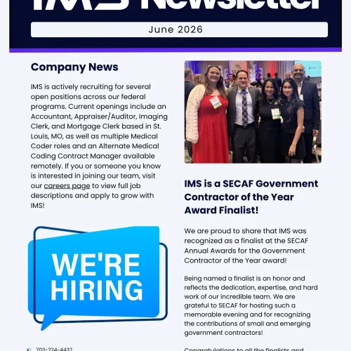 A preview page of the first page of the IMS Newsletter